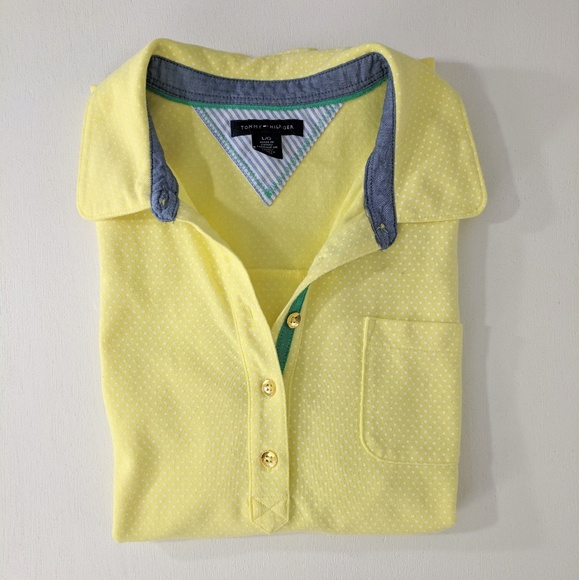 Tommy | Pastel Yellow Polka Dot Polo Like New Sz L - Picture 2 of 7